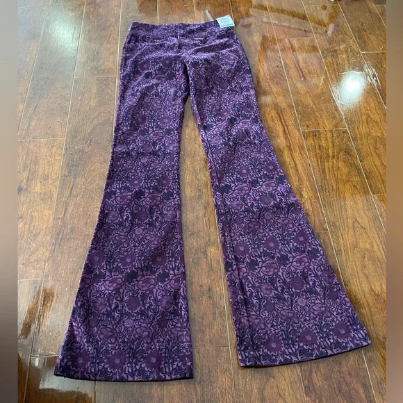 New Paige High Rise Lou Lou Black Cherry Velvet pant